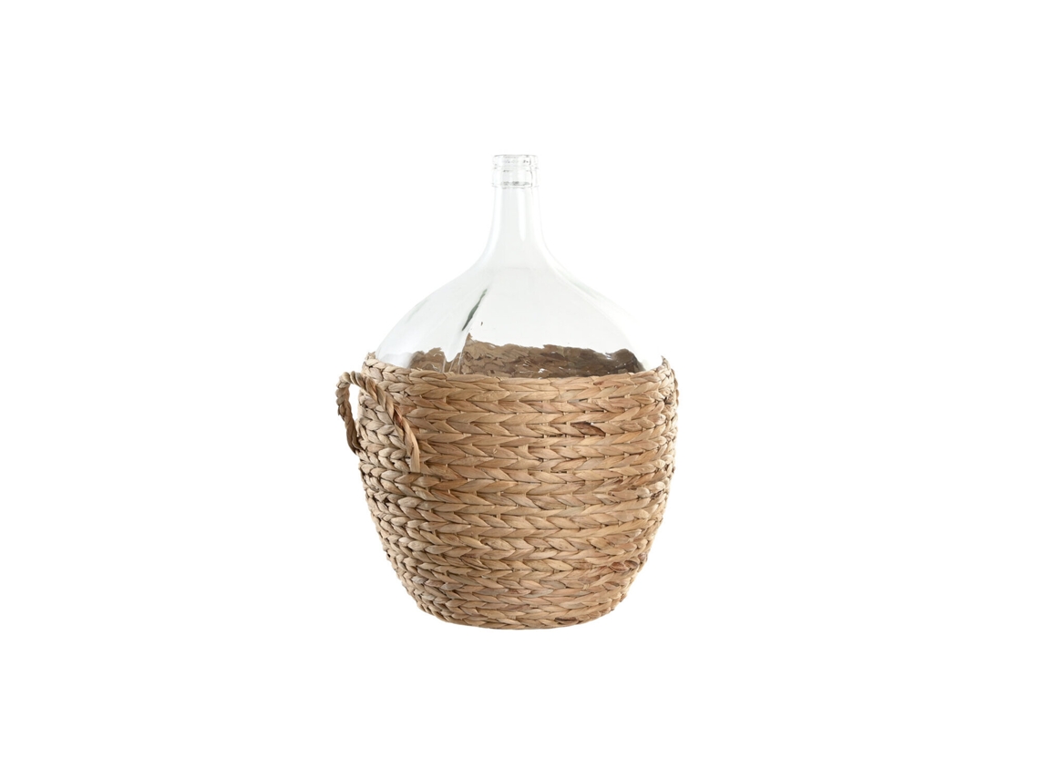 Jarron Cristal Fibra 25 L, Asa Natural 37x37x55cm