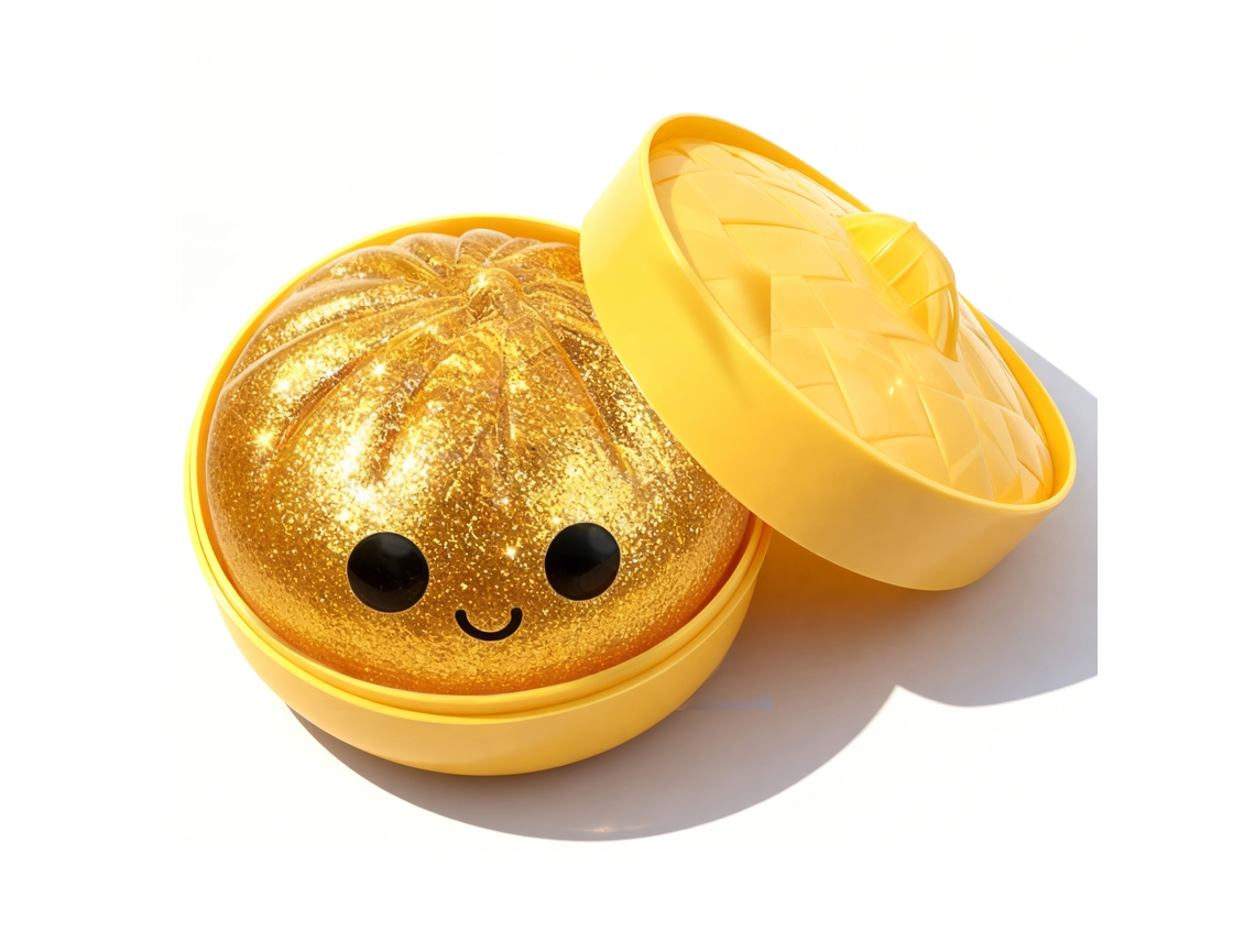 Baozi, juguete blando dorado transparente