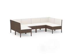 Conjunto 6 muebles de jardín VIDAXL y cojines ratán sintético marrón