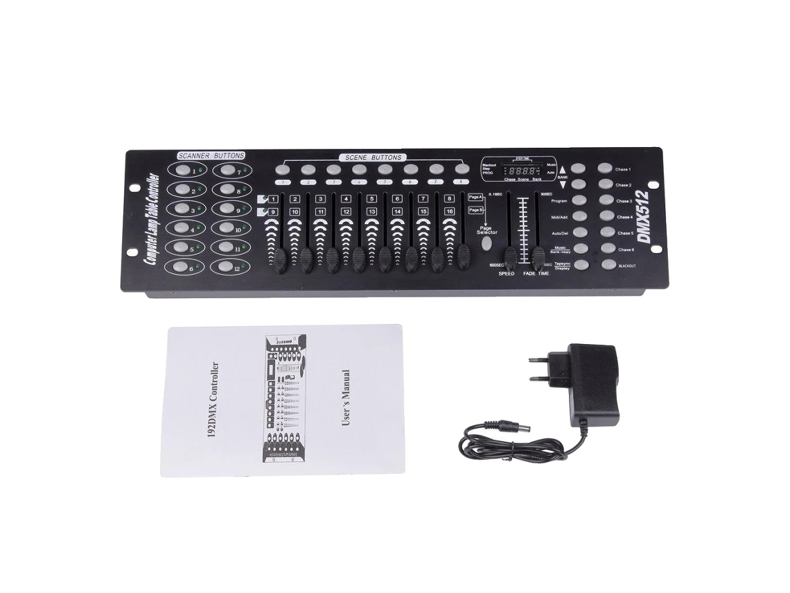Controlador DMX, 192 canales, control de iluminación versátil, OEM negro