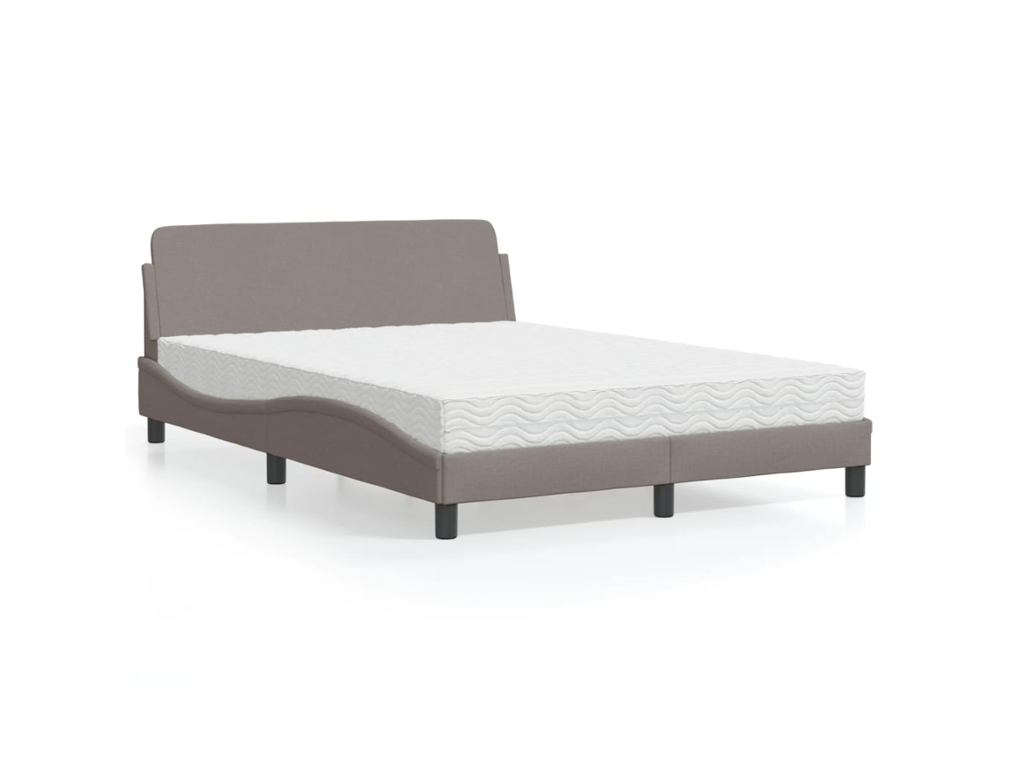 Cama Con Colchón Tela Gris Taupe 120x200 Cm