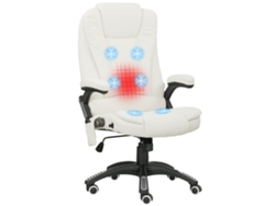 Silla de oficina ergonómica con función de masaje, 68x72x110-120 cm, color blanco crema.