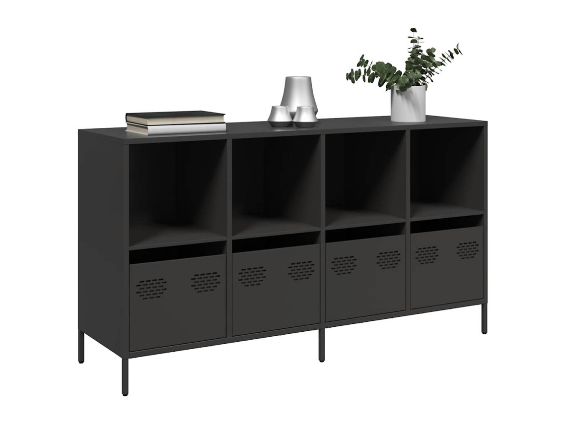 Aparador | Mueble De Comedor | Buffet De Acero Laminado En Frío Negro 135x39x73,5 Cm Wsd48300