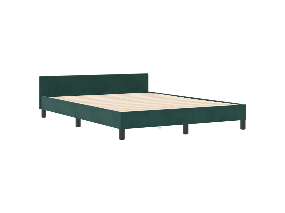 Estructura De Cama Moderna De Terciopelo Verde Oscuro Para Adultos Vidaxl Verde Fabric (160x200 Cm)