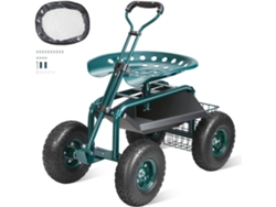 Carro de Taller con Asiento Giratorio, Carro de Jardín con Asiento Giratorio y Banco Móvil con Ruedas Tekmaquinas