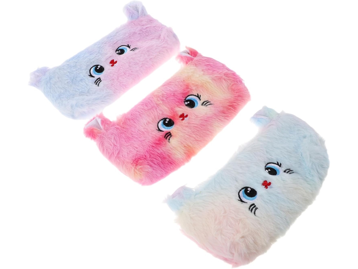 Estuche Para Lápices De Felpa Degradada De 3 Piezas Para Mujer