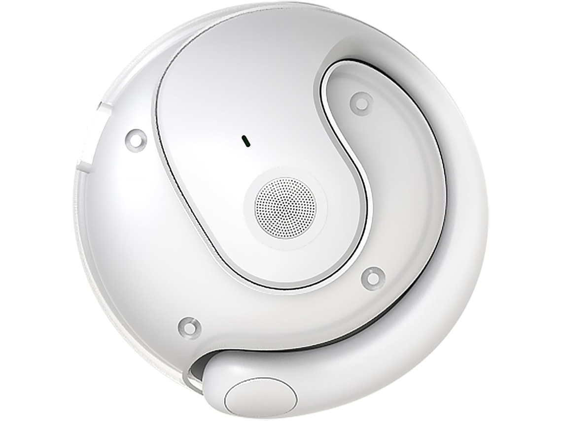 Auriculares inalámbricos de conducción ósea con gancho para la oreja, auriculares largos, Bluetooth, color blanco