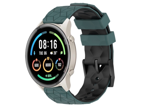 Correa de reloj inteligente para Xiaomi MI Watch Sport 22 mm Patrón de fútbol Correa de reloj de silicona de dos colores (verde oliva + negro)