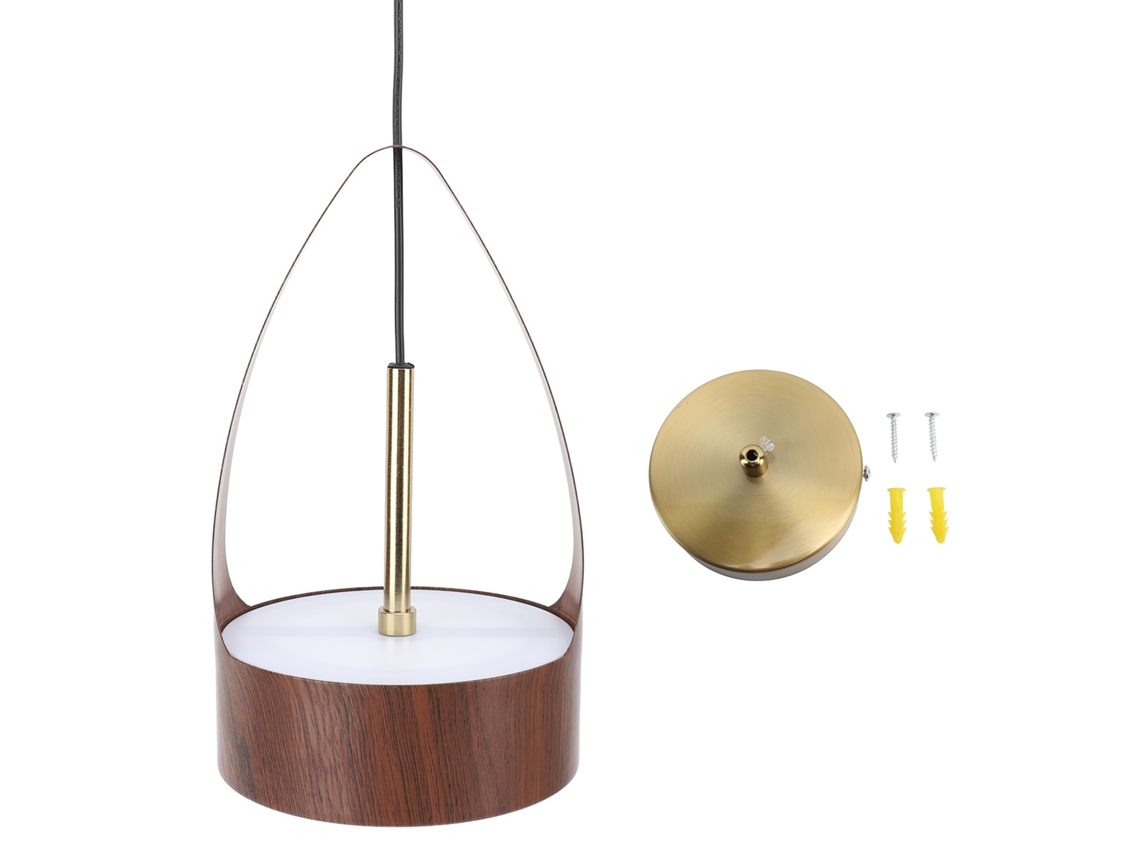 Bj-lâmpada De Teto Led Suspensa Com Textura De Madeira E Aço, Iluminação Quente, 100-240v Para Cozinha