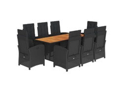 Maison Exclusive - Set De Comedor De Jardín 9 Pzas Y Cojines Ratán Sintético Negro