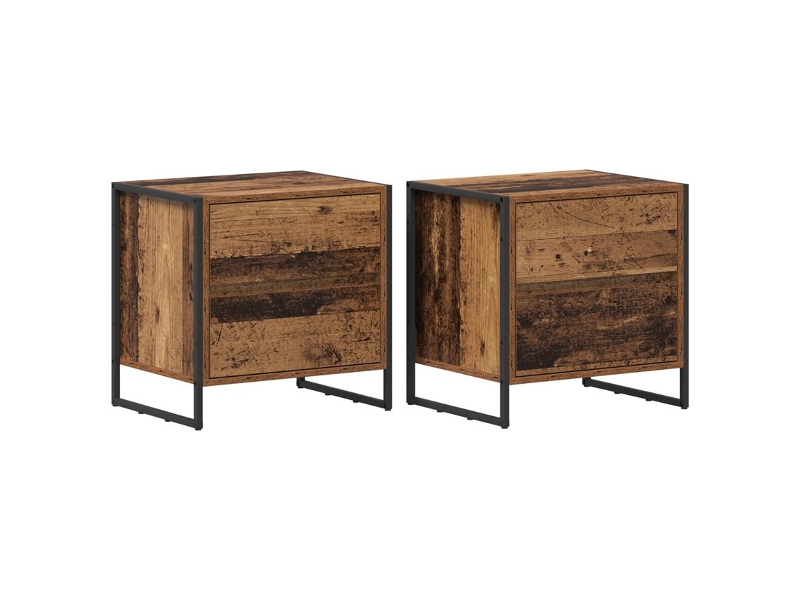 Maison Exclusive - Mesa De Noche Con Cajón 2 Pcs Madera Vieja 50 X 39.5 X 50 Cm