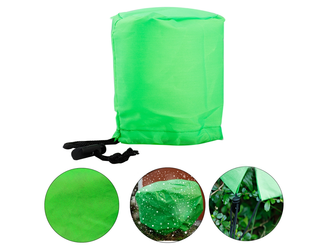 Bolsa cilíndrica de protección contra heladas para jardín con cordón verde