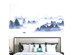Pegatinas de paisaje de pintura, extraíbles, para dormitorio y sala de estar RNEMITERY