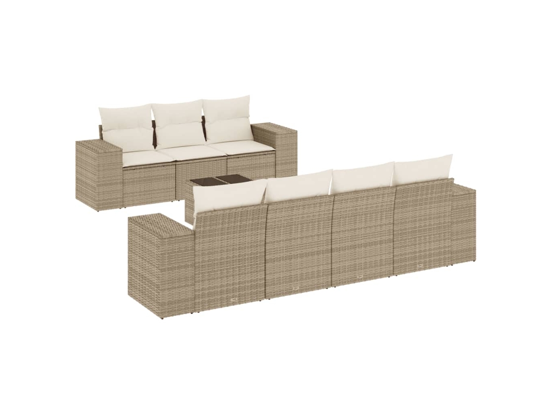 Maison Exclusive - Juego De Sofás De Jardín Con Cojines Beige 8 Pzas Ratán Pe