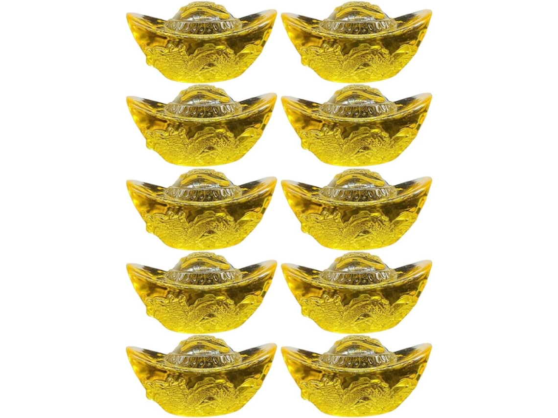 Juego de 10 adornos decorativos retro, cristal amarillo, símbolo de riqueza, oficina, comedor, GOKOCO