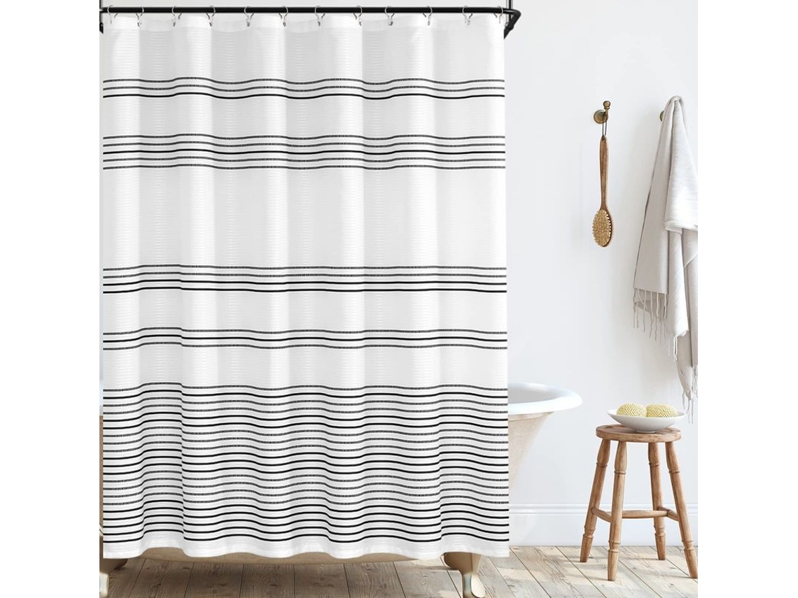 2026-cortina De Baño Linjou Negro Y Blanco Impermeable, Conjunto Moderno Para Baño (180x180)