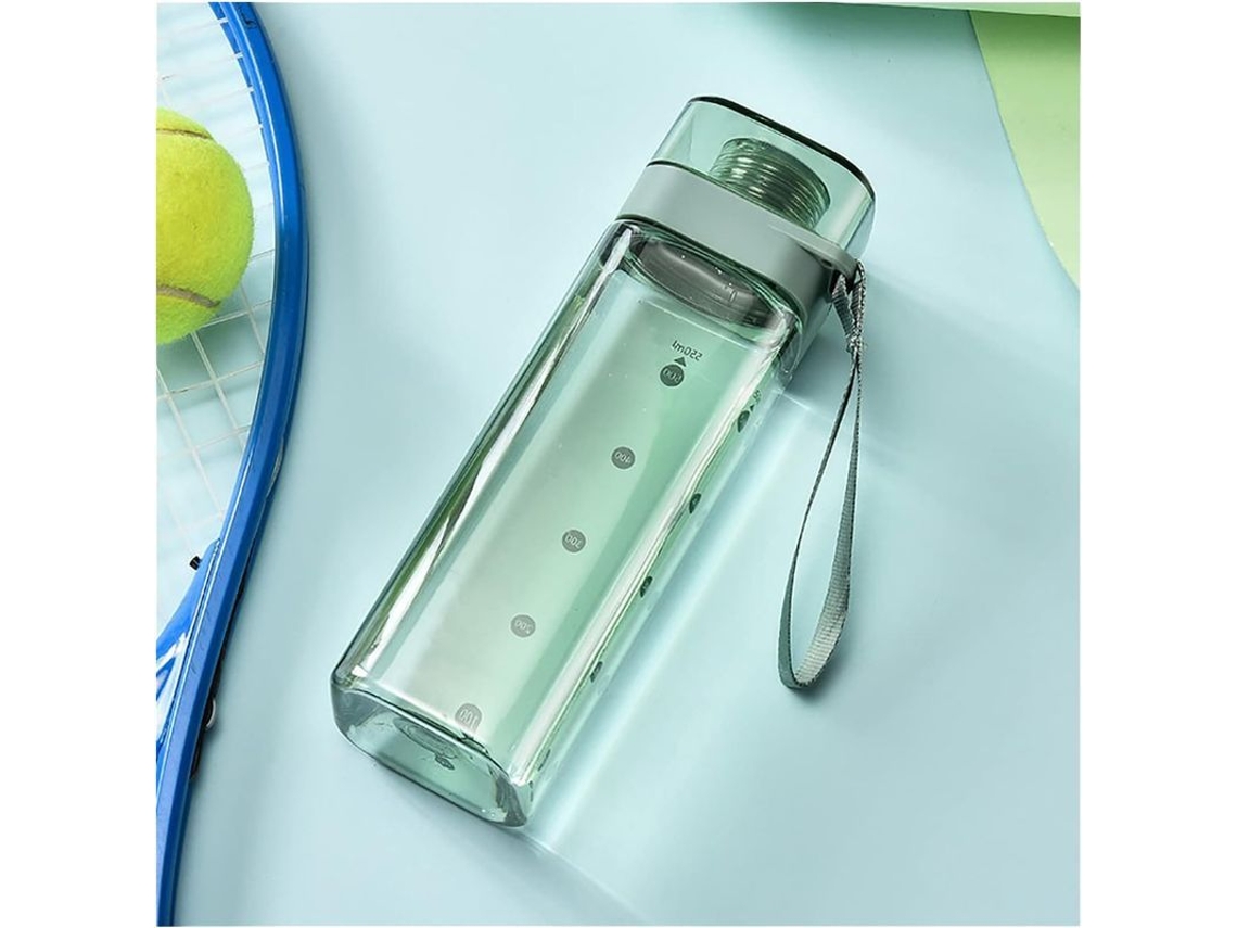 2026da-botella De Agua Deportiva Fitness Con Marcas De Tiempo Y Escala, 400ml Verde