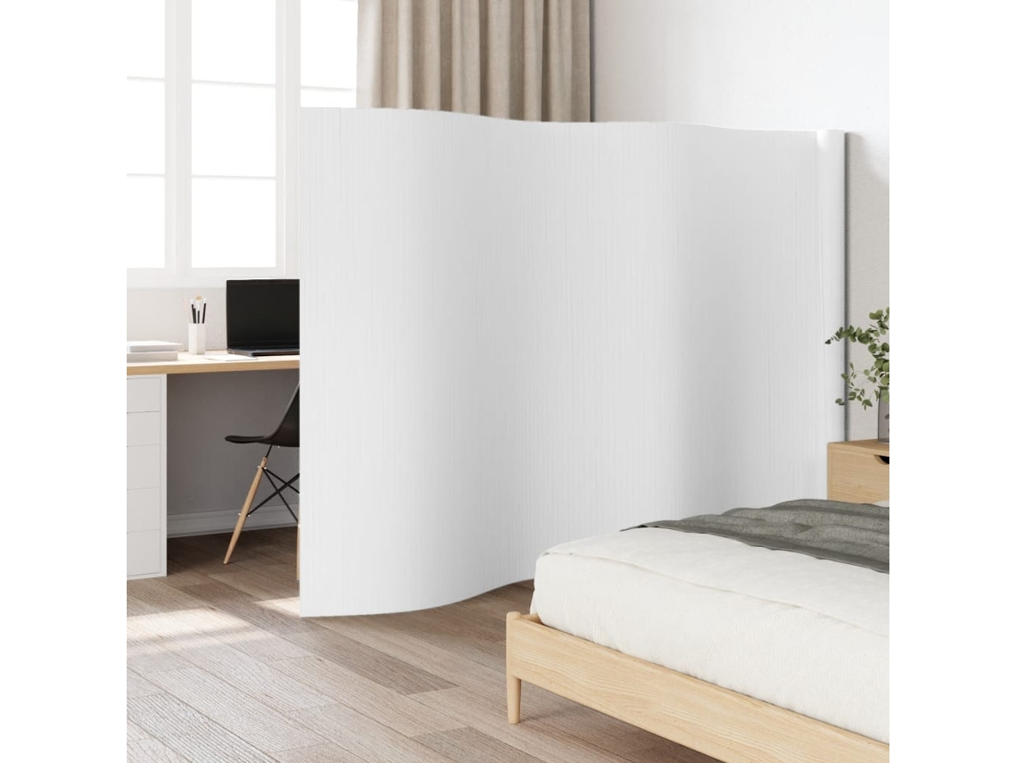 Biombo de bambú blanco de 165 x 600 cm Wsd608231 Adorable Home
