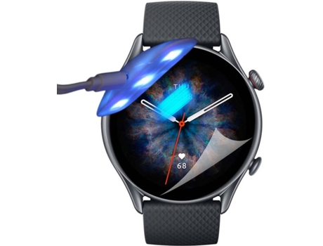 Kit de 4 Protectores de Pantalla Hidrogel para Amazfit GTR 3 Pro Flexshield con Lámpara UV