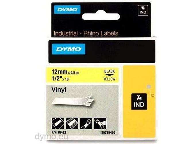 FITAS DYMO RHINOPRO VINIL 12MM AMARELO