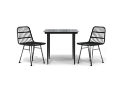 Maison Exclusive - Juego De Comedor De Jardín 3 Piezas Ratán Sintético Negro
