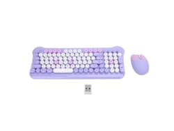 Combo Teclado E Mouse Sem Fio 2.4g Com Teclas Redondas Coloridas 98 Teclas Para Laptop Pc Desktop Roxo