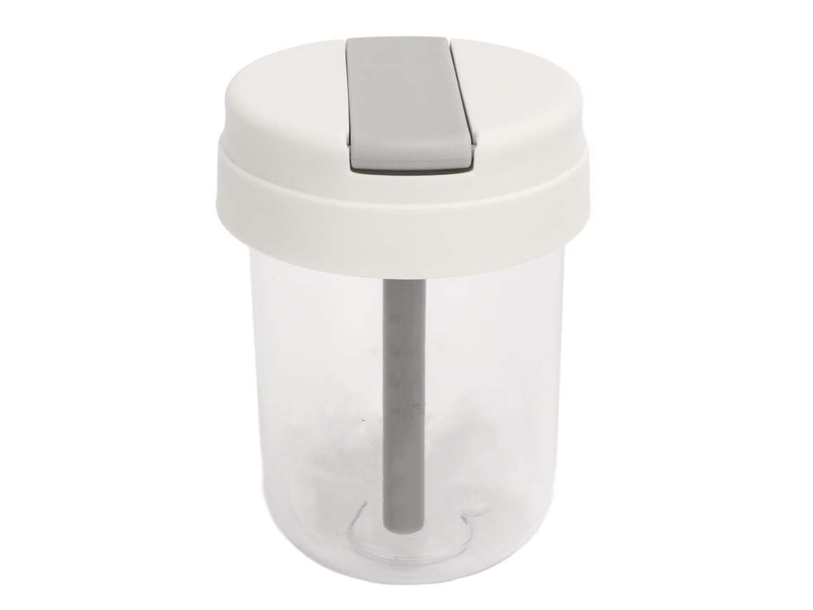 Vaso portátil blanco de 300 ml con pajita para el trabajo y el deporte.