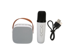Altavoz Y Micrófono Bluetooth Con Sonido Estéreo Hd, Recargable, Portátil, Máquina De Karaoke Retro Para Fiestas, Color Blanco.