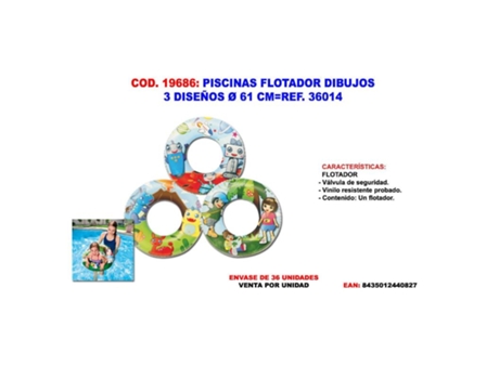 Piscinas flotador dibujos 3 diseños 61 cm 36014