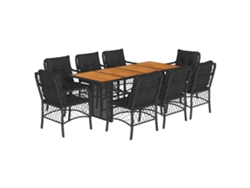 Maison Exclusive - Set De Comedor De Jardín 9 Pzas Y Cojines Ratán Sintético Negro