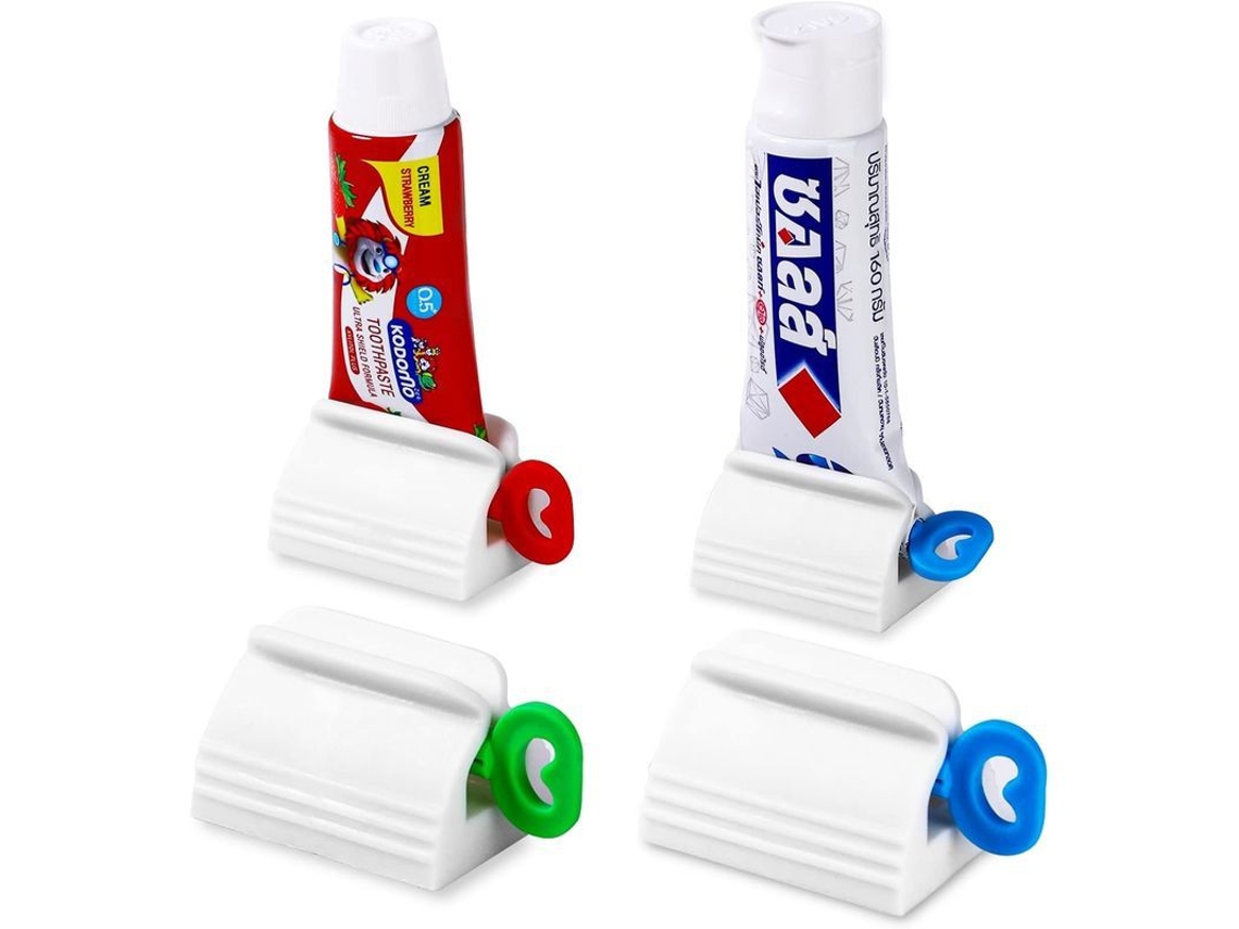 Dispensador De Pasta De Dientes, Juego De 4 Dispensadores Con Ruedas, Práctico Y Fácil De Usar, Ideal Para Niños.