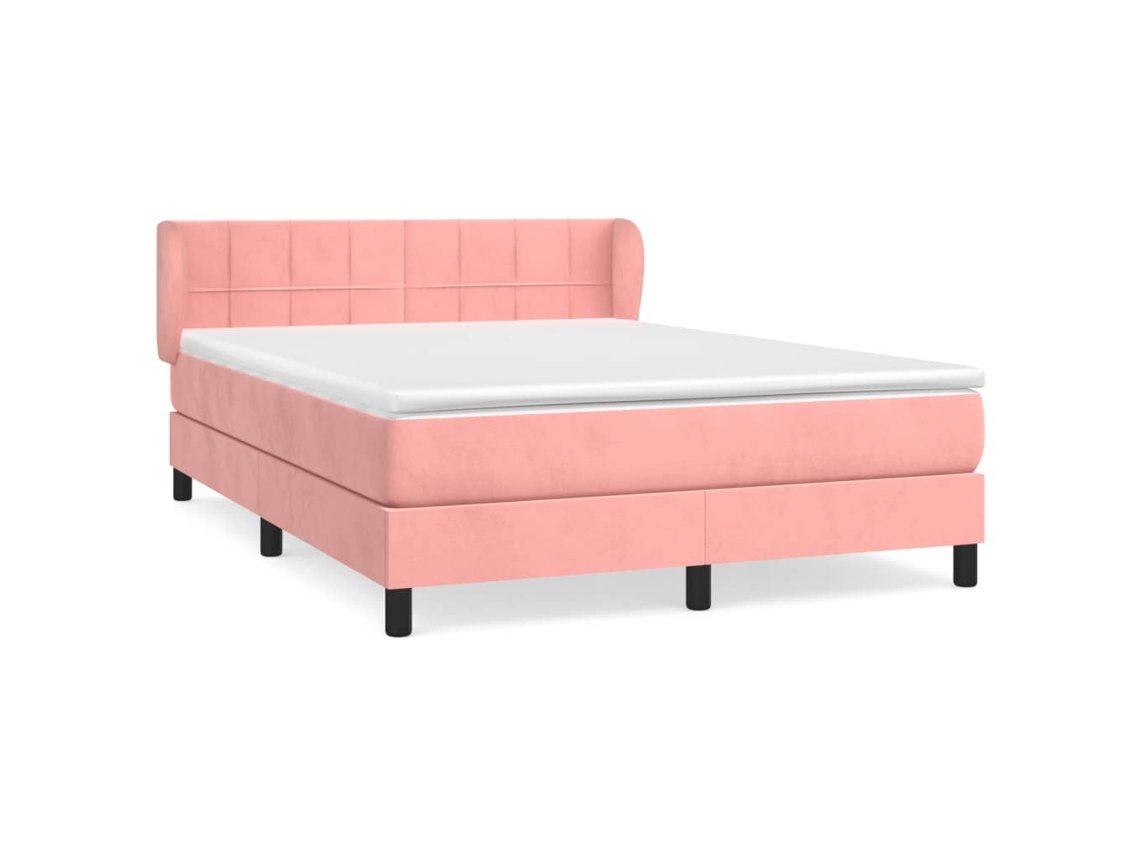 Maison Exclusive - Cama Box Spring Con Colchón Terciopelo Rosa 140x190 Cm
