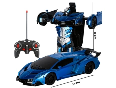 Juguete Teledirigido 2 en 1 coche de control eléctrico que transforma el robot de al aire libre de (azul)