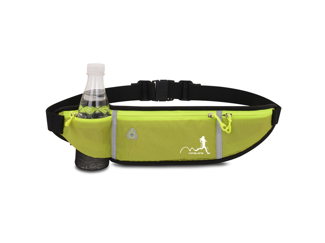 Cinturón deportivo Yuysan para botella de agua, elástico y ajustable, ajuste ceñido al cuerpo, color verde.