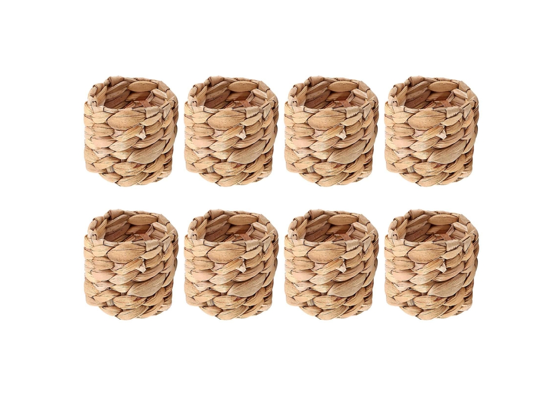 Omni-8 Anillos De Servilleta De Paja Tejida A Mano, Estilo Campestre Natural, Para Mesa De Comedor, Bodas Y Ocasiones Especiales Color Natural