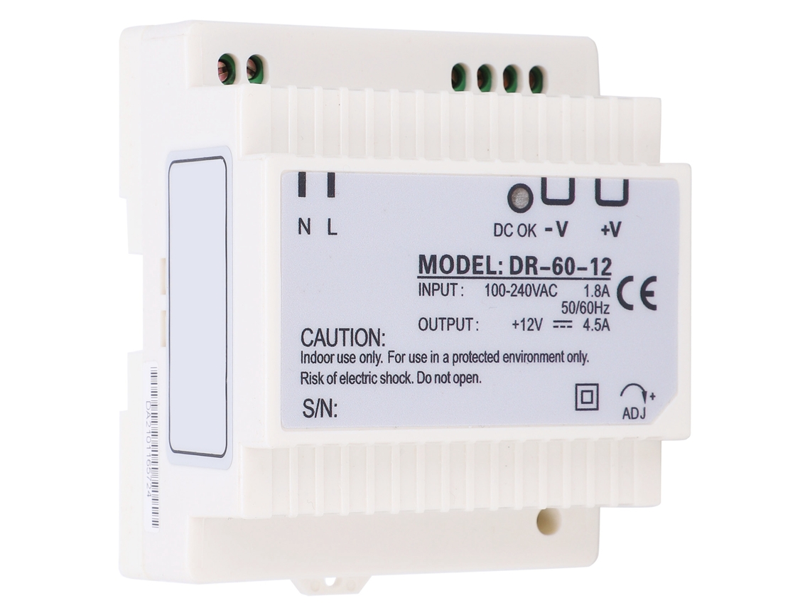 Fonte de alimentação monofásica Veloriskku-Dinrail, saída industrial 100-240 VCA DR6012