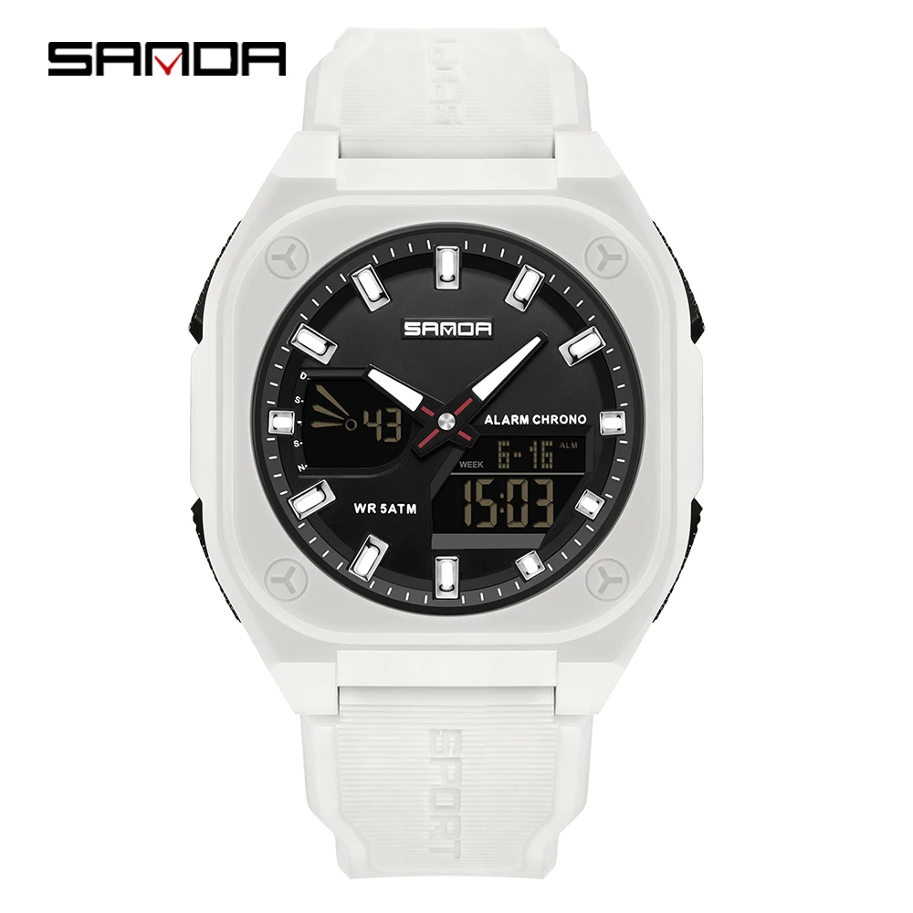 Reloj Digital Impermeable (blanco) Con Alarma Para Hombre, Reloj Deportivo Multifuncional.