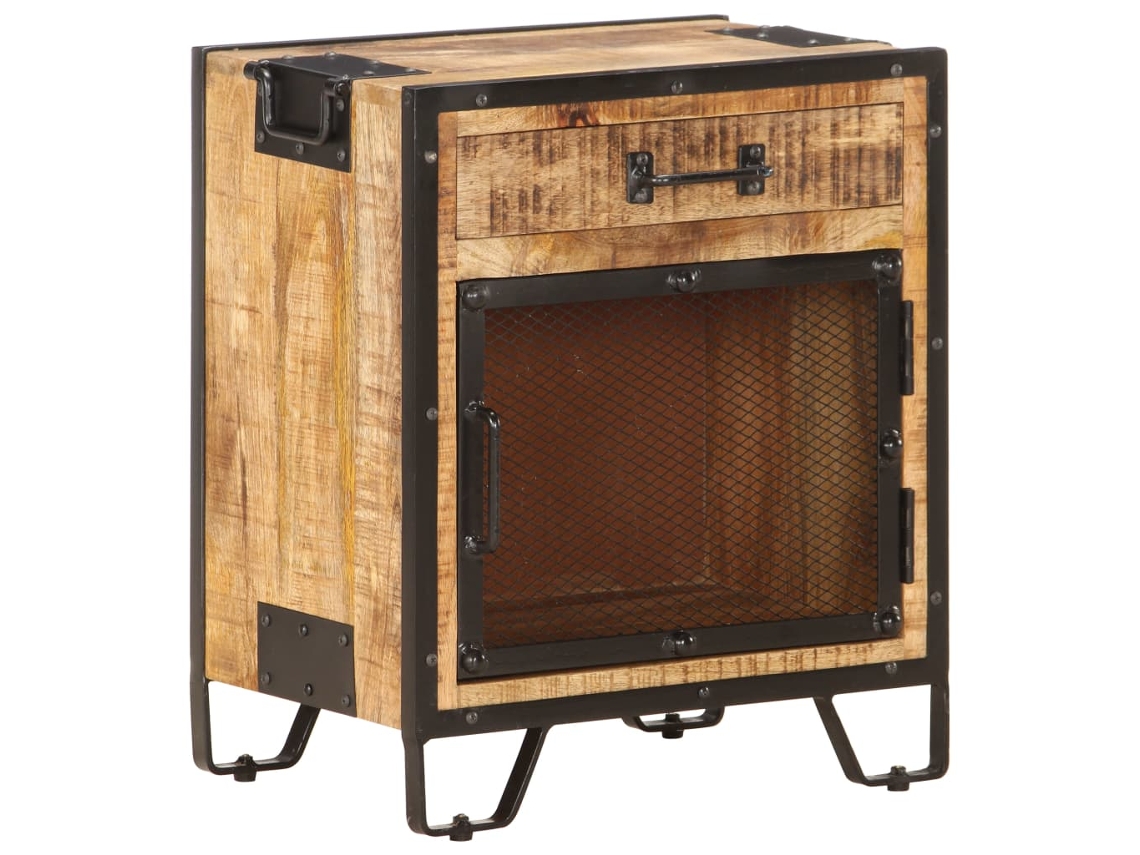 Mesita de Noche 43X30X51 Cm Madera Mango Áspera Maciza