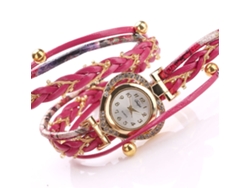 Reloj De Pulsera Analógico De Cuarzo Para Mujer Con Pulsera De Diamantes De Imitación En Forma De Corazón Rosa.