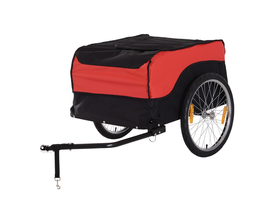 Remolque Carga Bicicleta Transporte Con Enganche Rojo Negro