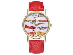 Reloj Zhoulianfa T193-a Quartz Cuero Mujer Hombre Avión Rojo