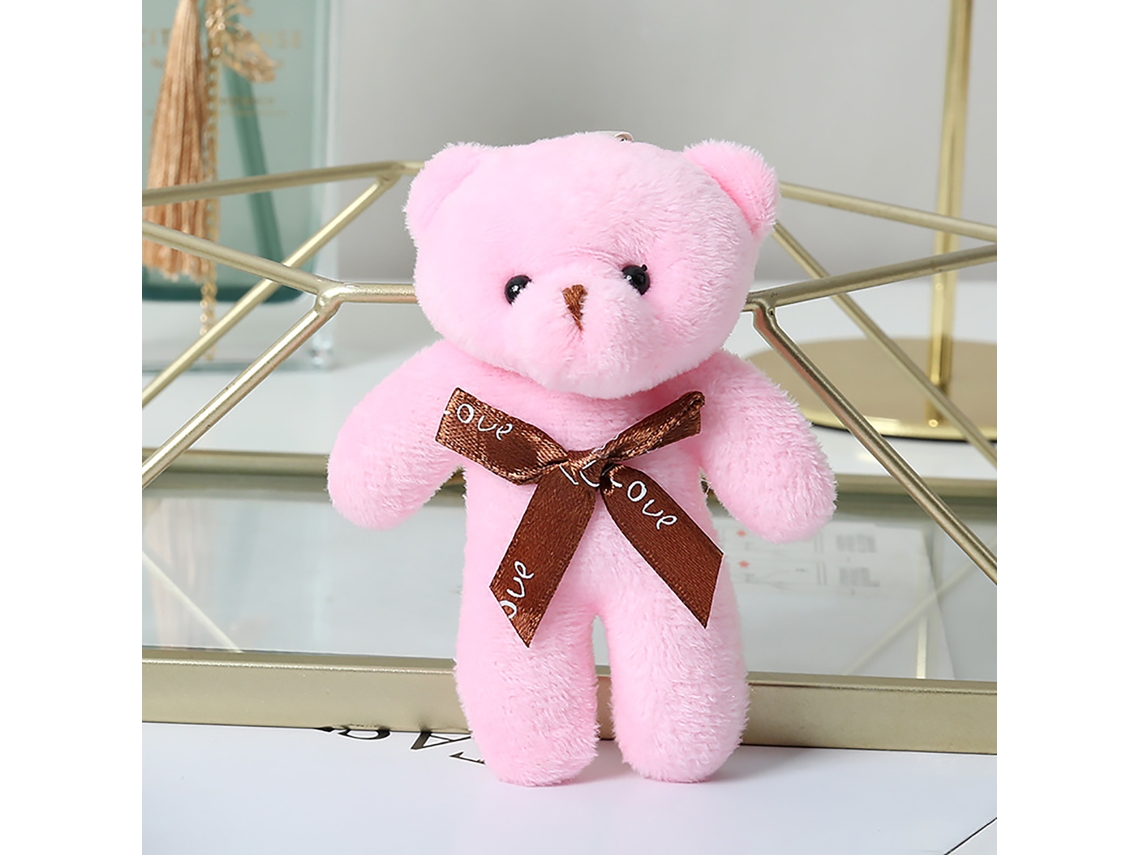 Oso de peluche grande con lazo para el Día de San Valentín o aniversario de bodas (rosa, 11 x 6 cm, 4,3 x 2,4 pulgadas)