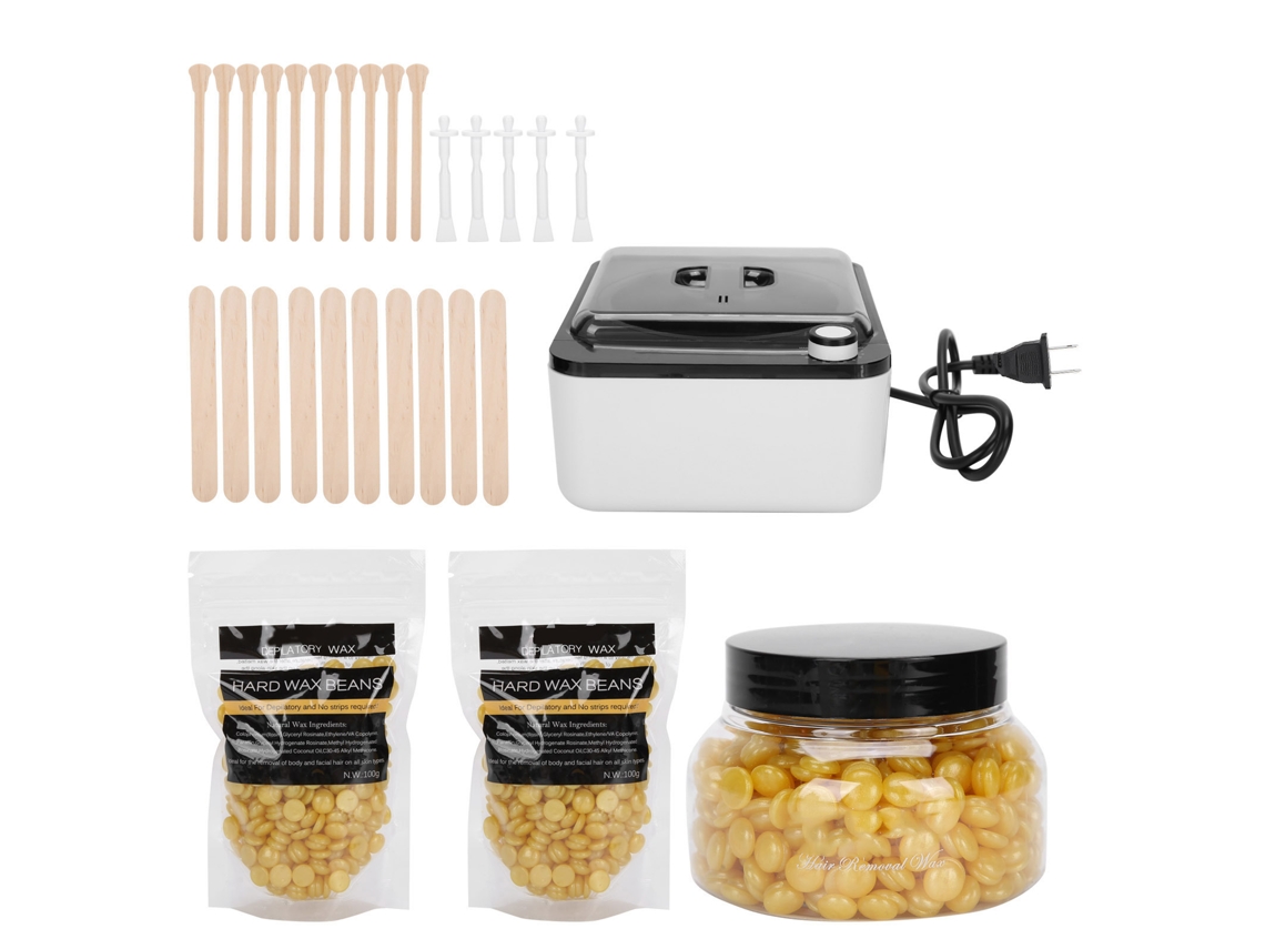 Kit De Depilação Com Aquecedor Elétrico De Cera 500ml E Bolinhas Douradas Us Plug 110v