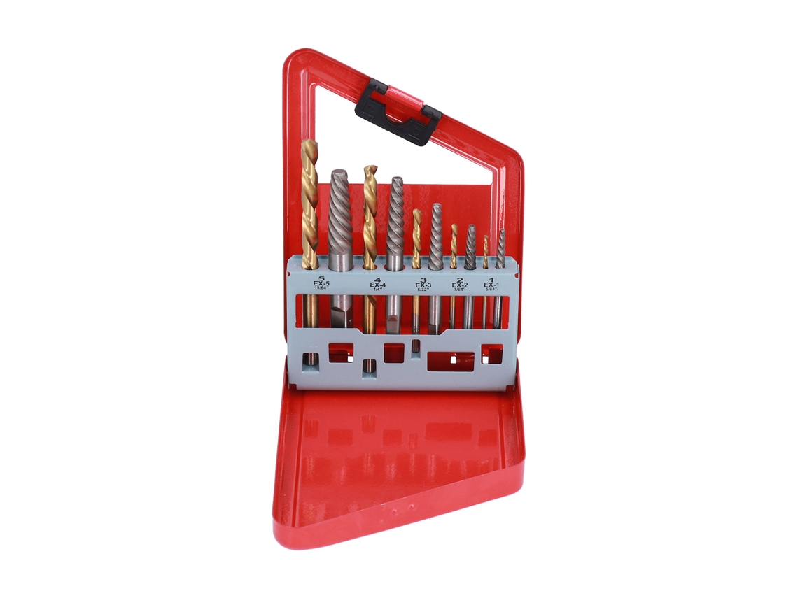 Juego De 10 Extractores De Tornillos Y Brocas Hss 4241 Para Extraer Tornillos Dañados.