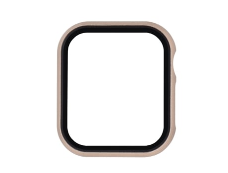 Apple Watch Series SE 2, 6, SE y 5 y 4, marco de metal de 44 mm + funda protectora de vidrio templado (dorado)