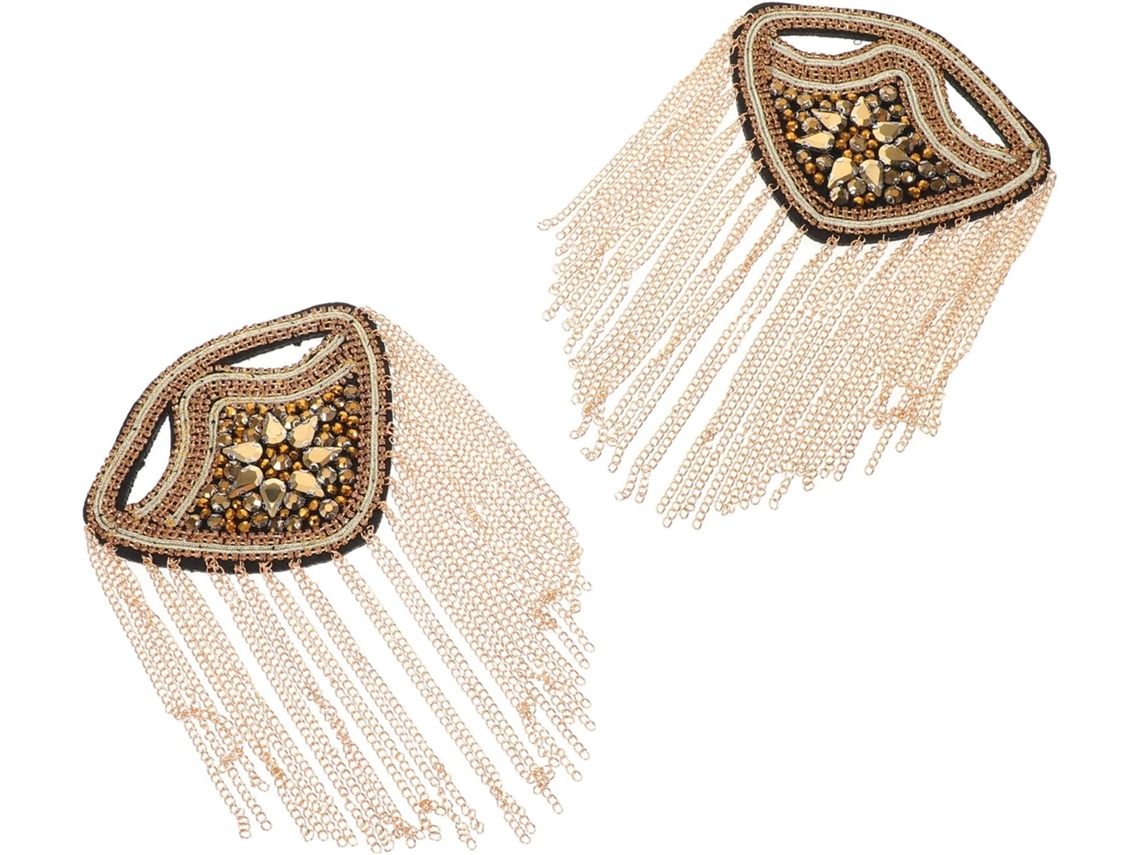 Charreteras Metálicas Estilo Punk De 2 Piezas Con Pompones Y Pedrería, Accesorios Para Uniformes De Hombre.