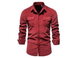 2026-camisa Casual Slim Fit De Pana De Algodón Para Hombre Con Manga Larga Y Cuello Abotonado