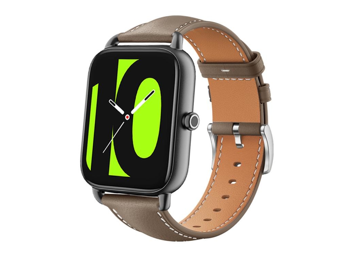 Bracelete Para Xiaomi Haylou Rs4 Plus Ls11 / Ls12 - Couro Preto - Cabeça Chata (20mm) Marrom