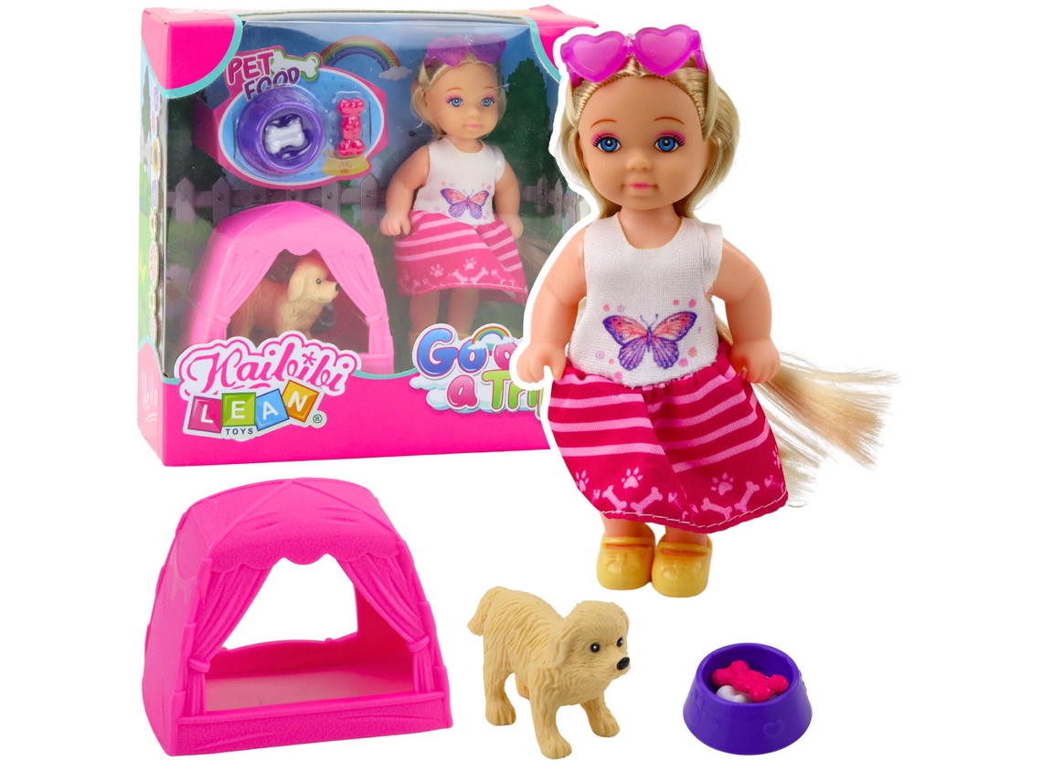 Mini juego de muñecas con cachorro, tienda de campaña y accesorios B.active