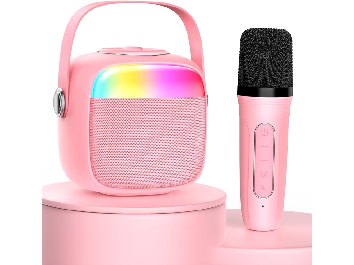 Máquina de karaoke para niños y adultos, mini altavoz Bluetooth portátil con micrófonos, altavoz de karaoke para fiestas en casa